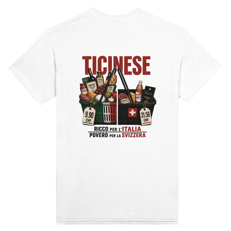 TICINESE – RICCO PER L’ITALIA, POVERO PER LA SVIZZERA | Heavyweight Unisex T-Shirt | Ticino Core